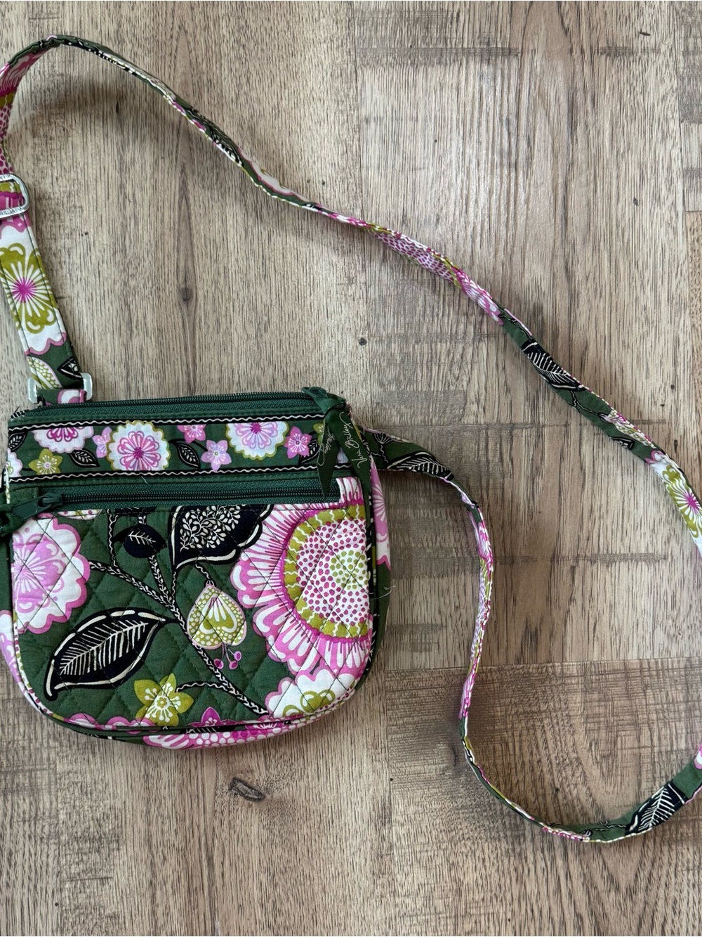 Vera Bradley Green & Pink Floral Quilted Crossbody